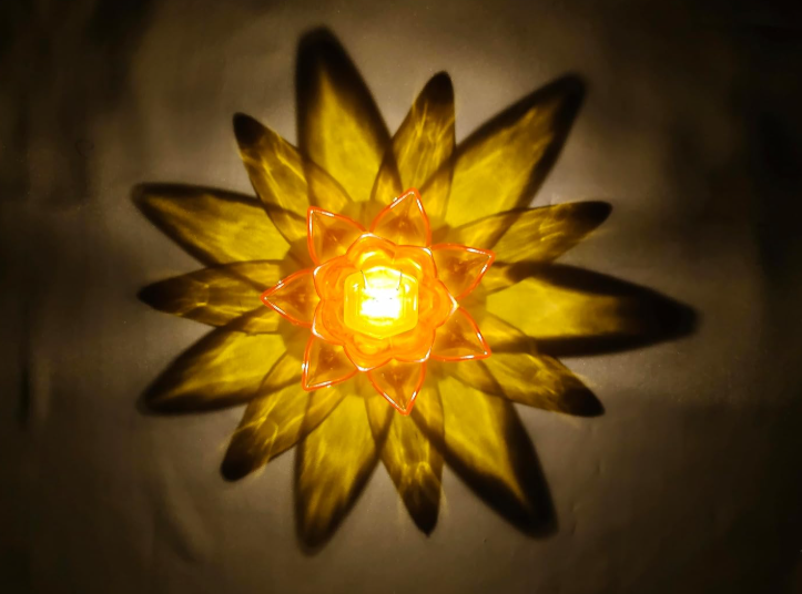 Set of 6, Water Sensor 3D Lotus Reflection Diya | Led Lotus Diya, Diya Lights, Big Reflecting Diya