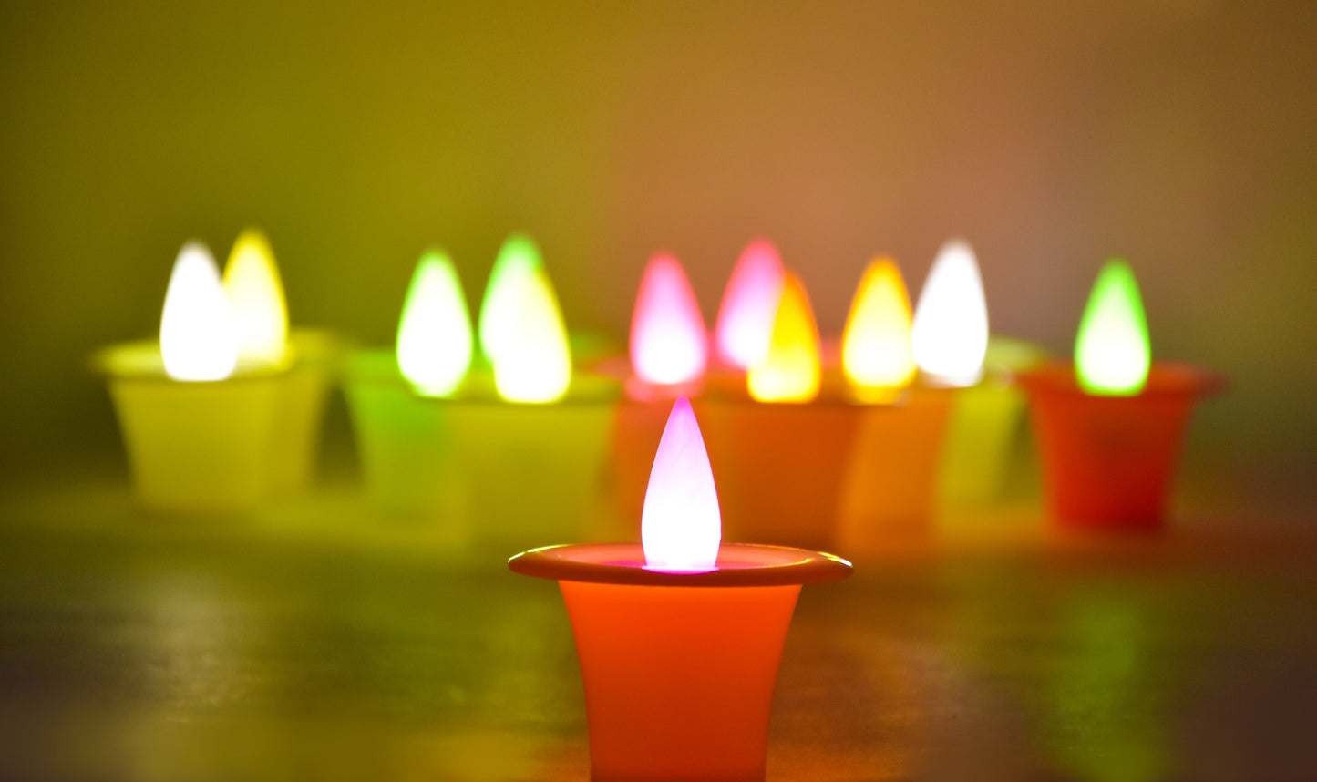 LED Flickering Colourful Decorative Candles (Multicolour) - Set of 12…