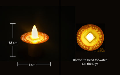 LED Golden Diwali Diya (Set of 12)