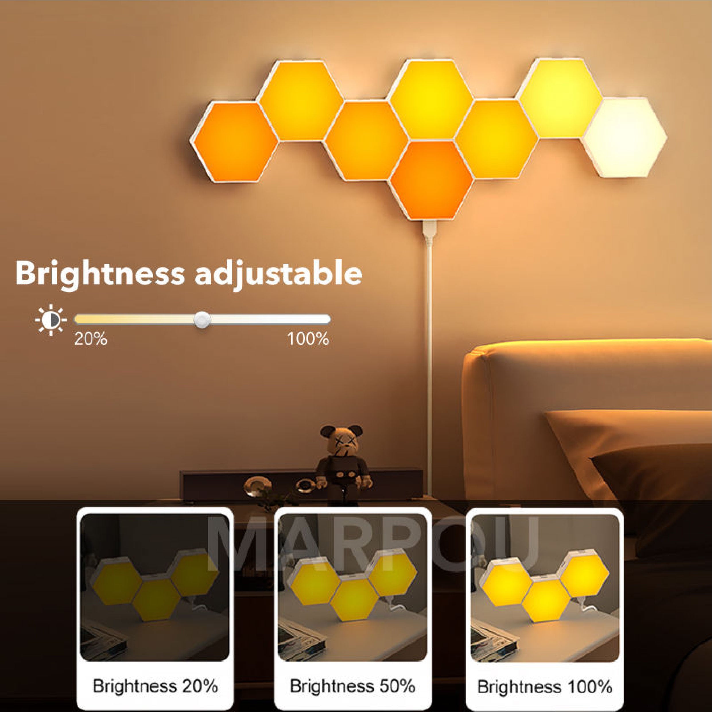 Hexagon LED Light Panels (Set of 6 Panels) RGBIC Smart Wall Lights with App Control, Music Sync, 16 Million Colors | Gaming Room, Bedroom, Home Décor Lights