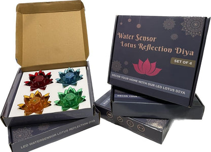 LED lotus reflection diya package