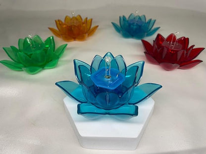 Set of 4, Water Sensor 3D Lotus Reflection Diya | Led Lotus Diya, Diya Lights, Big Reflecting Diya