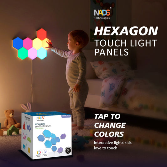Interactive Sensory Touch Hexagonal Lights – Wall Panels for Calm, Focus & Creative Expression | Perfect for Kids Rooms & Play Areas (2pcs)