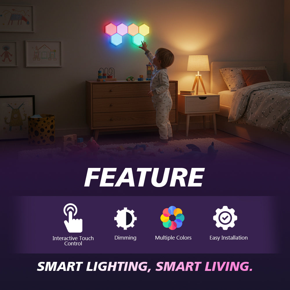 Interactive Sensory Touch Hexagonal Lights – Wall Panels for Calm, Focus & Creative Expression | Perfect for Kids Rooms & Play Areas (2pcs)