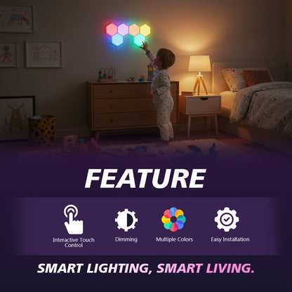Interactive Sensory Touch Hexagonal Lights – Wall Panels for Calm, Focus & Creative Expression | Perfect for Kids Rooms & Play Areas (2pcs)