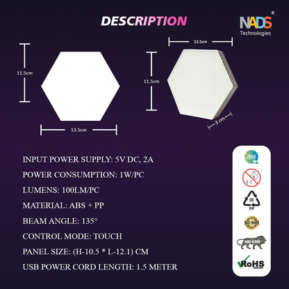 Interactive Sensory Touch Hexagonal Lights – Wall Panels for Calm, Focus & Creative Expression | Perfect for Kids Rooms & Play Areas (2pcs)