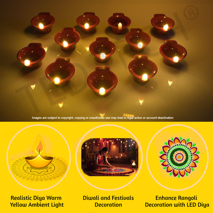 LED E-Diya for Home Decoration for Festivals- Candles (Set of 6)