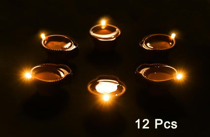 Water Sensor Diya, Led Diya, Battery Operated Diya Light (Set of 12)