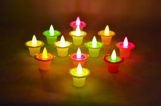 LED Flickering Colourful Decorative  Candles (Multicolour) - Set of 12…