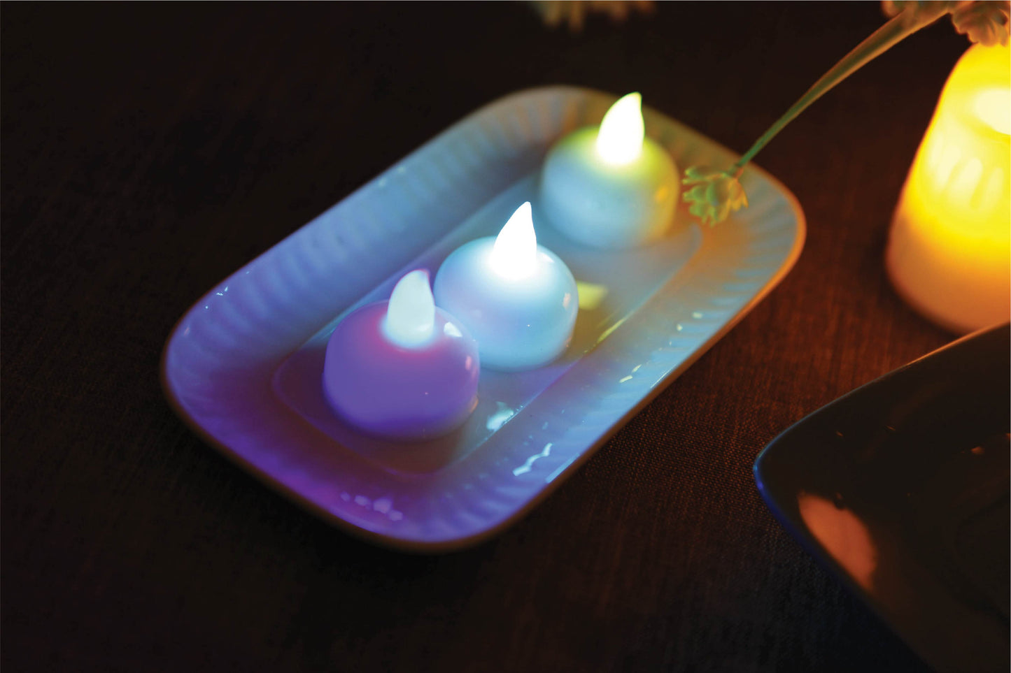 Floating Tealight Water Sensor Battery Operated Waterproof LED Flame less Flickering Lights Candles