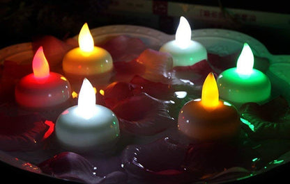 Floating Tealight Water Sensor Battery Operated Waterproof LED Flame less Flickering Lights Candles