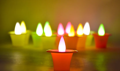 LED Flickering Colourful Decorative  Candles (Multicolour) - Set of 12…